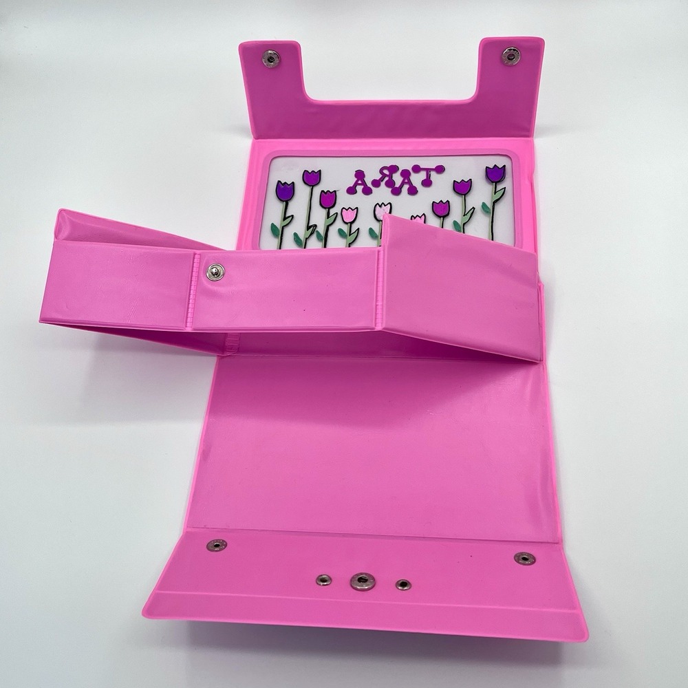 Vintage 80s 90s Vinyl Retro Hot Pink Carry Case Cassette Birthday TARA Vtg - Picture 6 of 7
